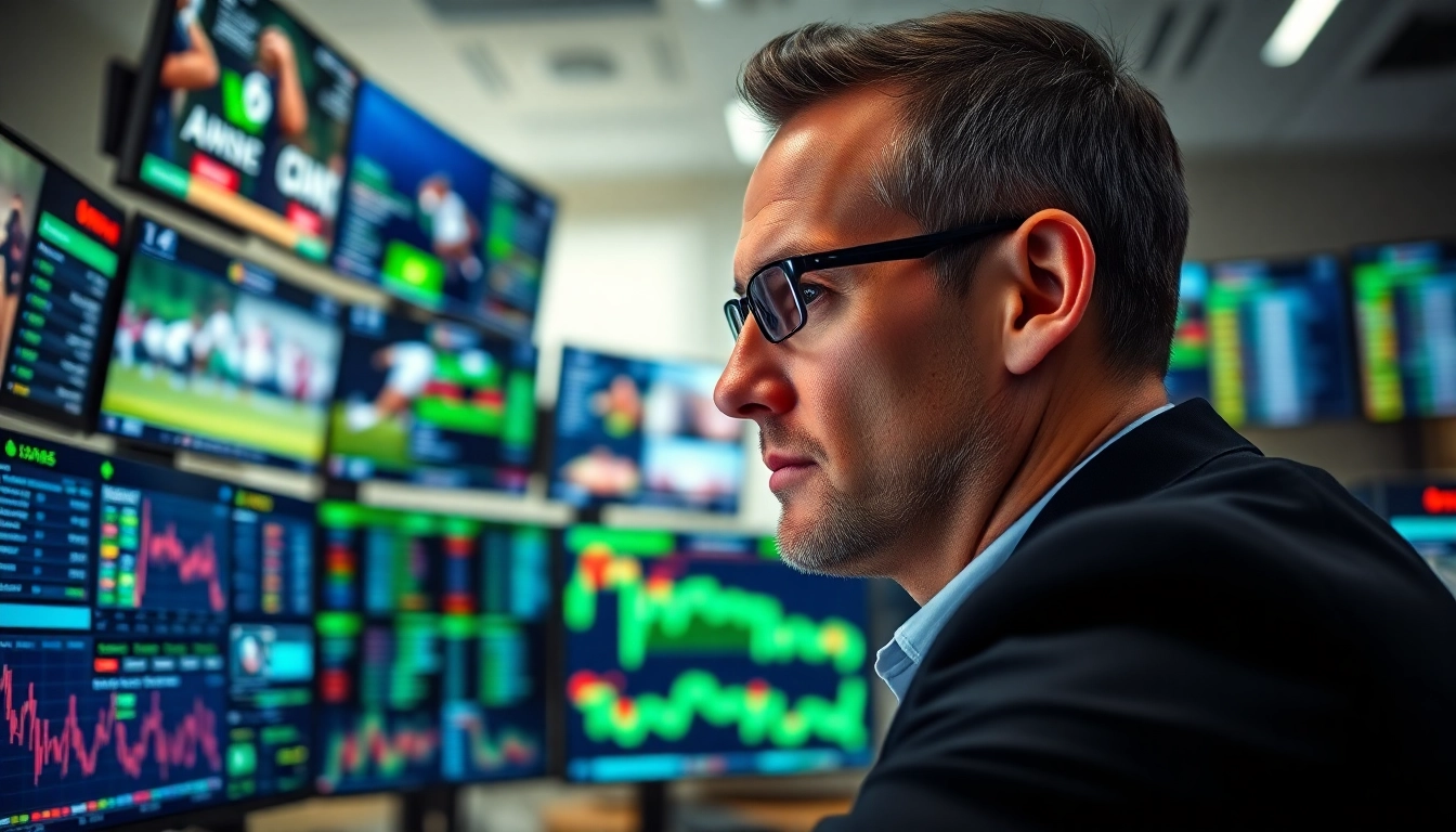 Nhà phân tích soi kèo thể thao với dữ liệu trò chơi và phân tích trong văn phòng hiện đại.